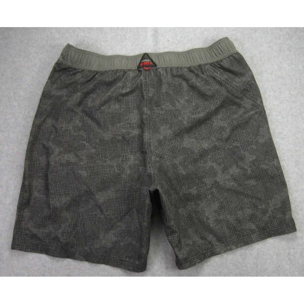 Gerry Mens 37 Swim Trunks Gray Camo AOP Hybrid Lined Boardshorts Built In Brief